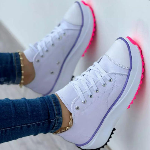 2022 Spring Low-top Women Single Shoes Thick-soled Candy Color Flats Female Canvas Shoes Summer Platform Large Size Lady Sneaker